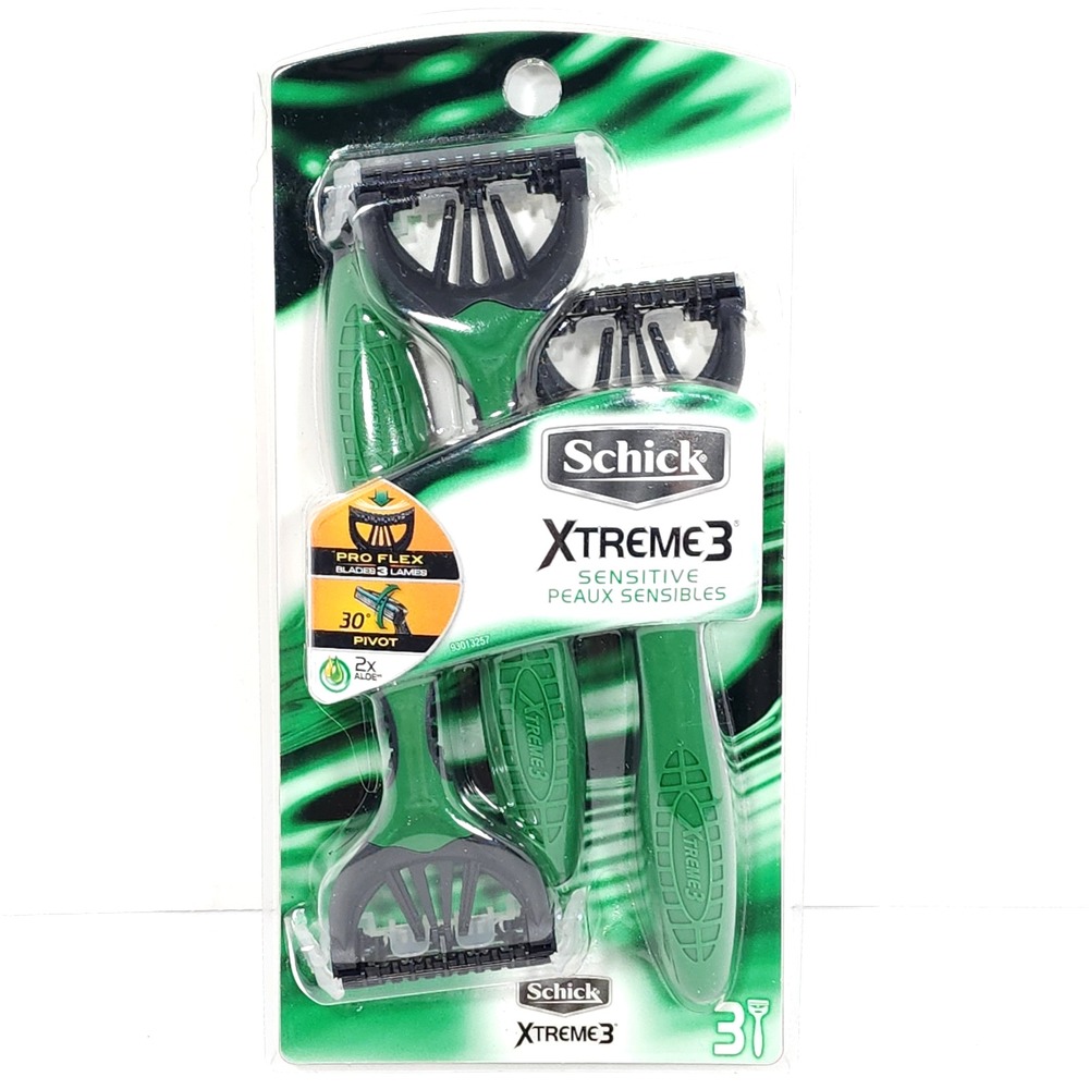 Men's  XTREME 3 Disposables SENSITIVE Razors 3 PACK Strip of Vitamin E &‎ Aloe